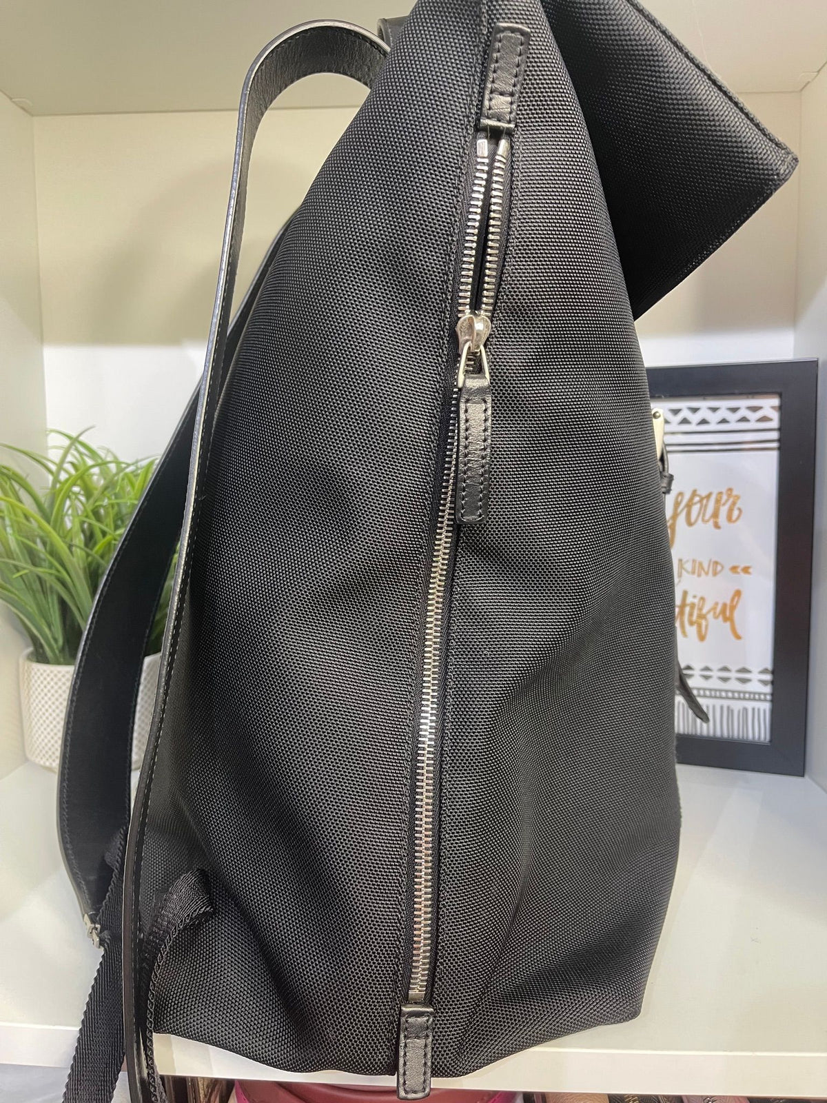 61. Gucci Black Sherry Line Canvas Backpack