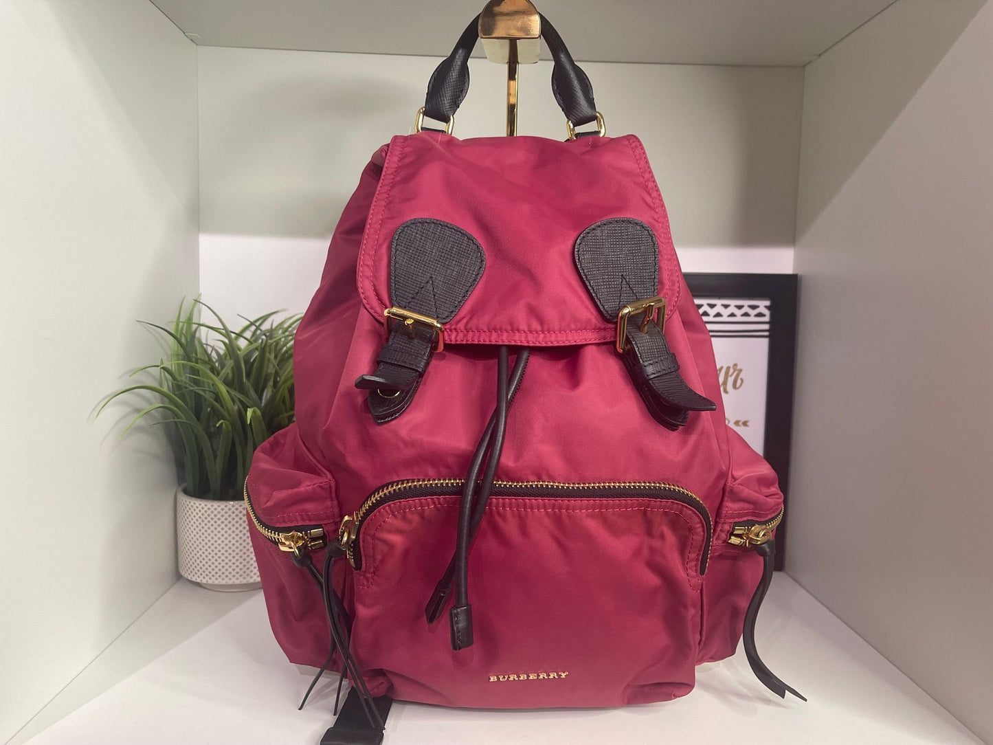 13. Burberry Nylon Raspberry Backpack