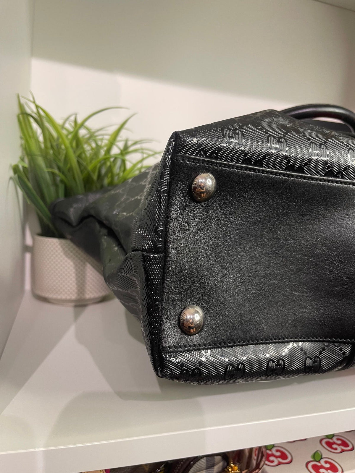 31. Gucci Black Imprime Zip Top Tote
