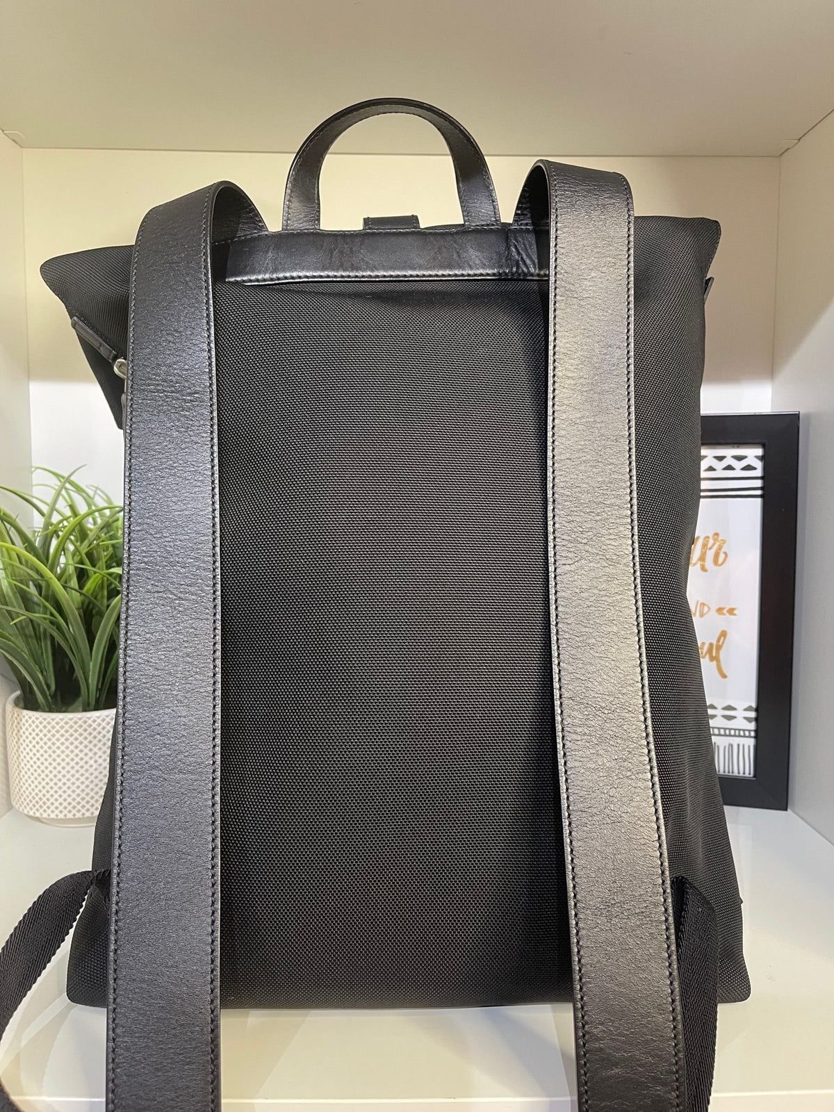 61. Gucci Black Sherry Line Canvas Backpack
