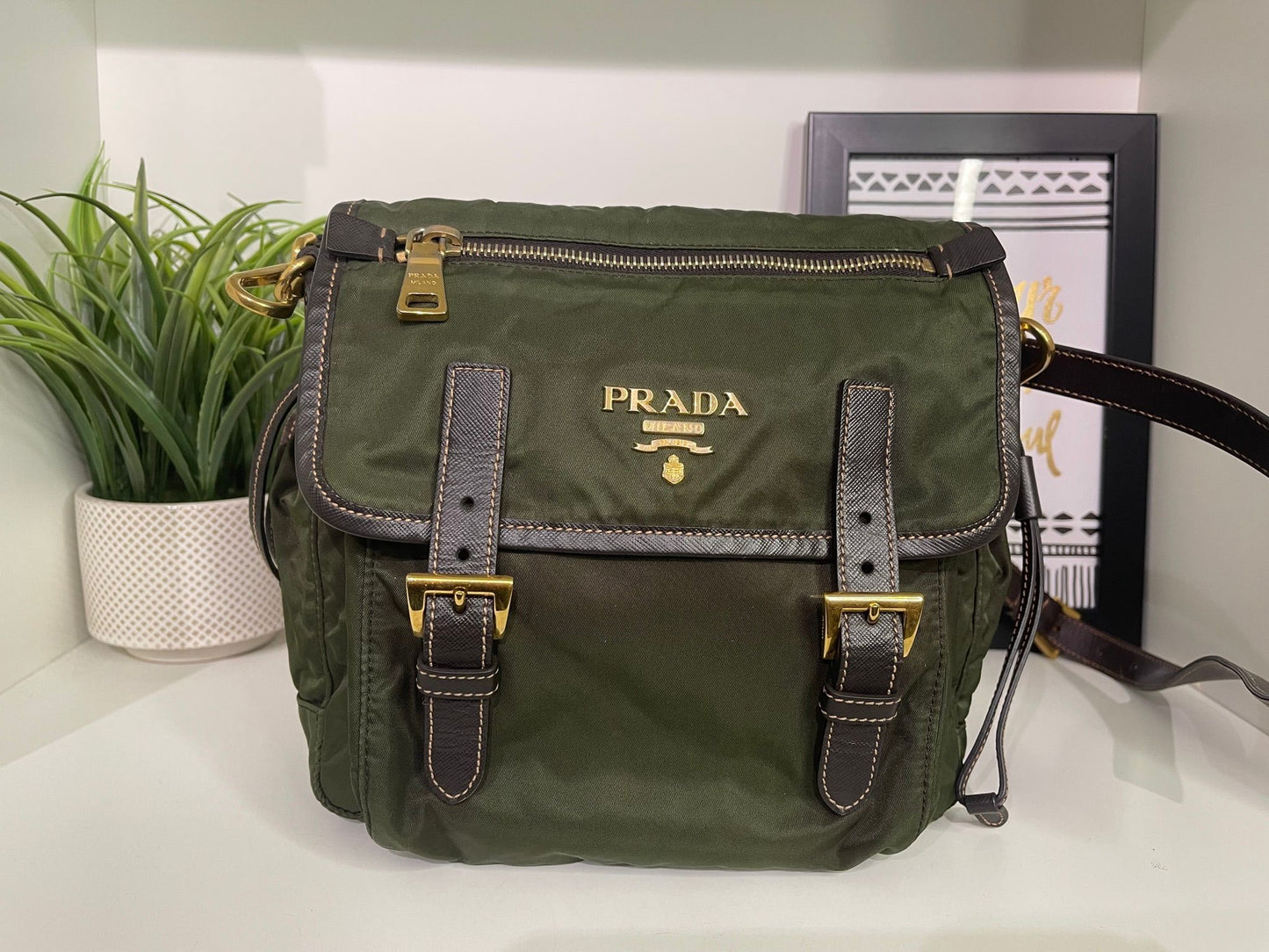 39. Prada Green Nylon Crossbody Bag