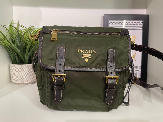 39. Prada Green Nylon Crossbody Bag