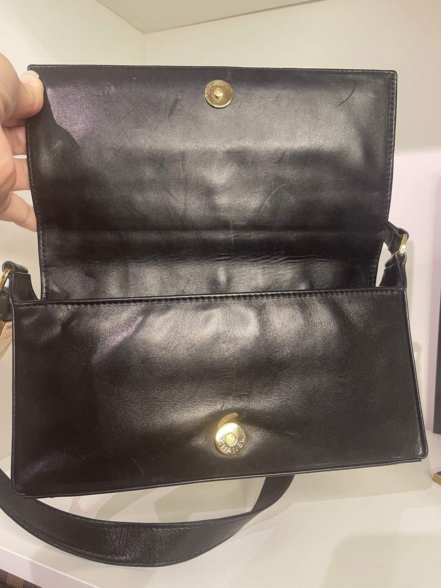 66. Chanel Black Chocolate Bar Flap Bag