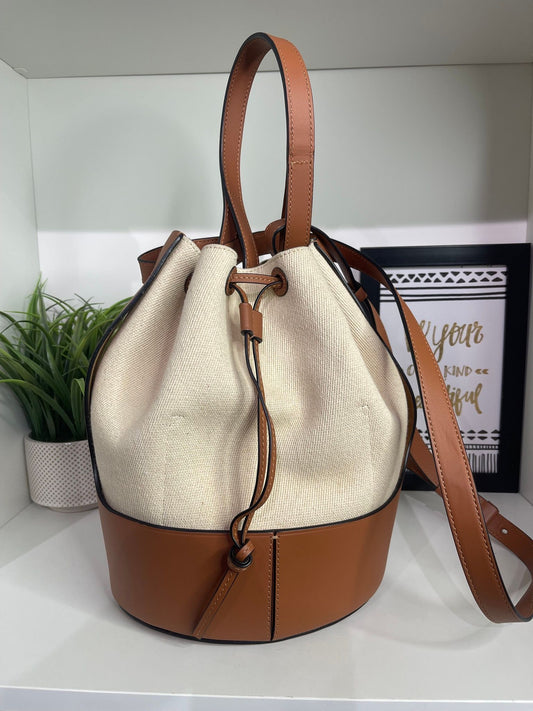 24. Loewe Canvas/Leather Bucket Bag