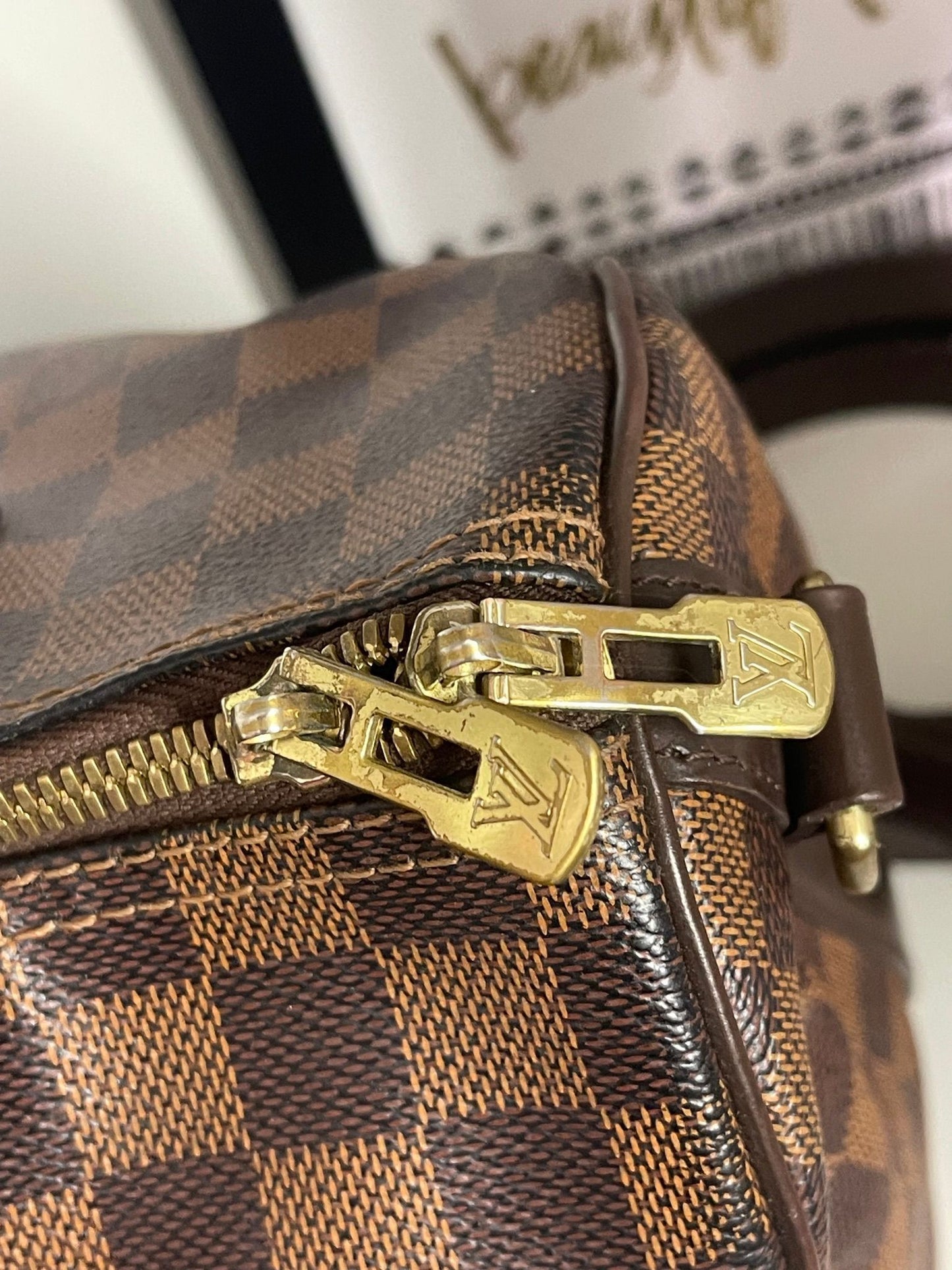 124. Louis Vuitton Damier Ebene Speedy 30 Bandolier