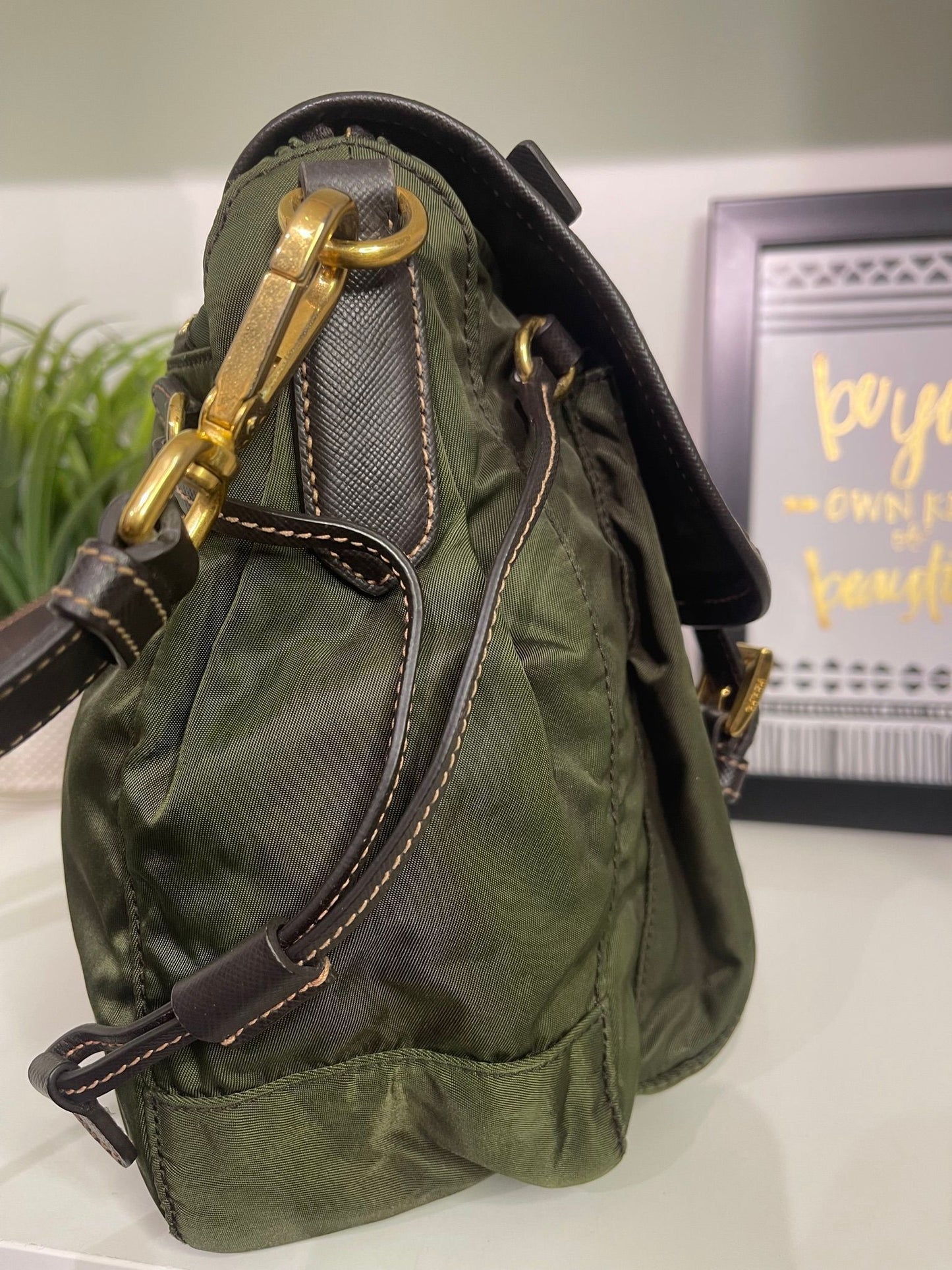 39. Prada Green Nylon Crossbody Bag