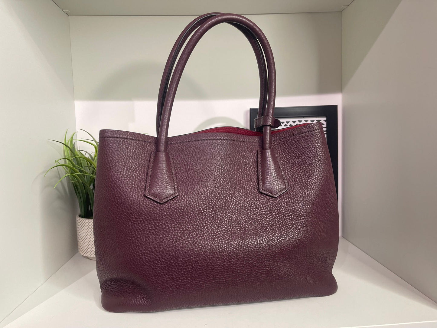 90. Prada Purple Leather Double Side Tote