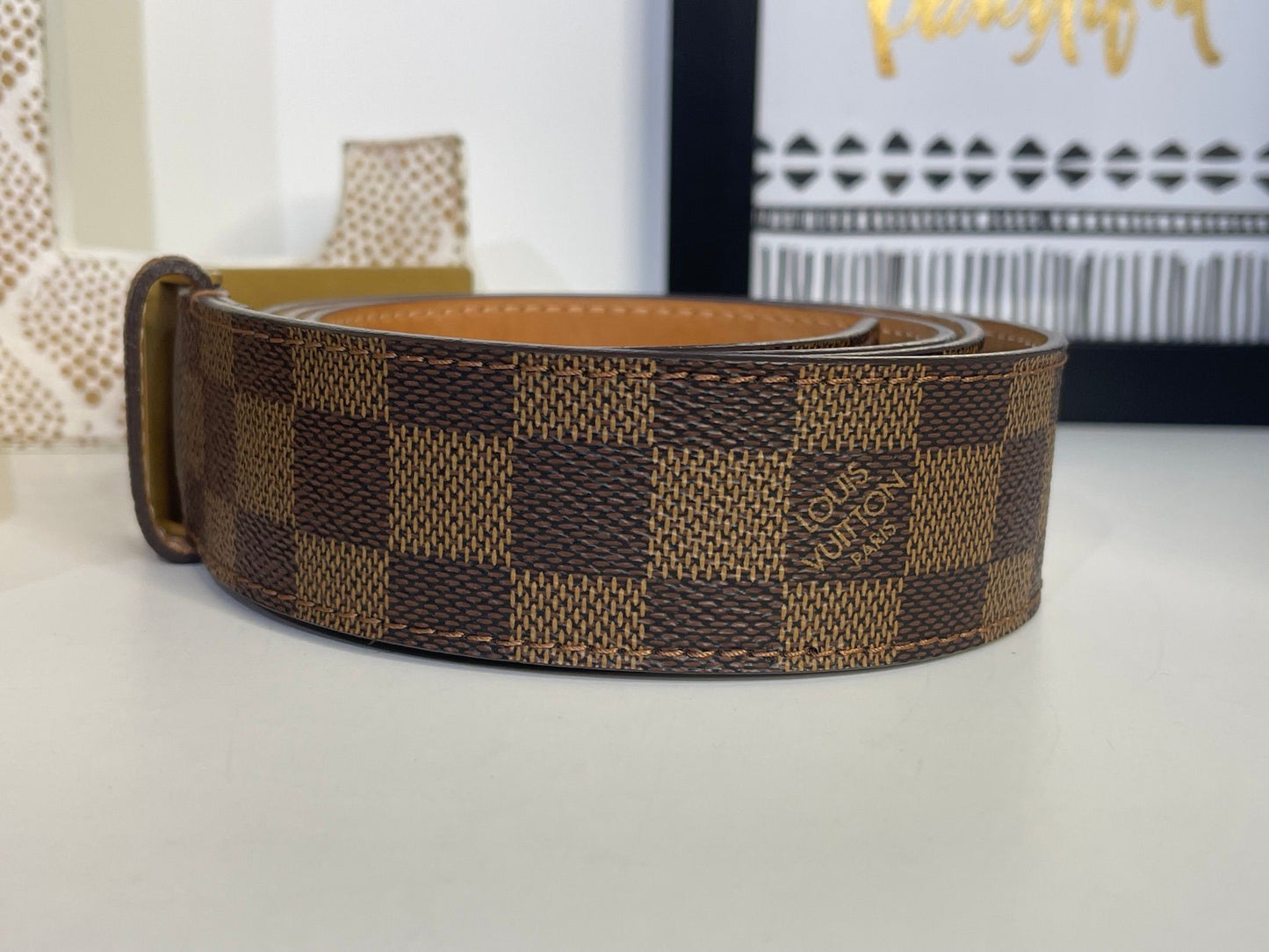118. Louis Vuitton Damier Ebene Belt Size 110/44