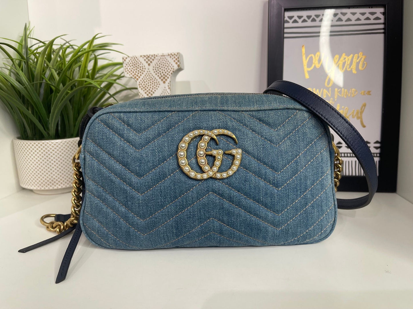 72. Gucci Denim Camera Bag