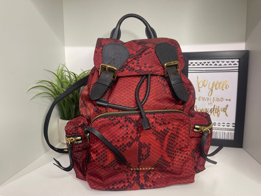 11. Burberry Nylon Red/Black Snake Print Backpack