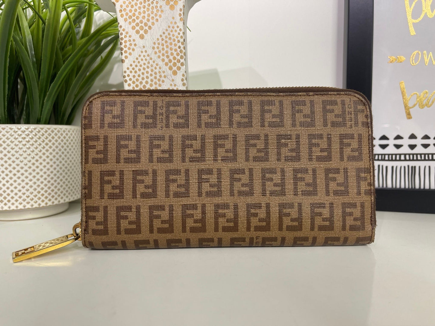 88. Fendi Zucchino Coated Canvas Zippy Wallet