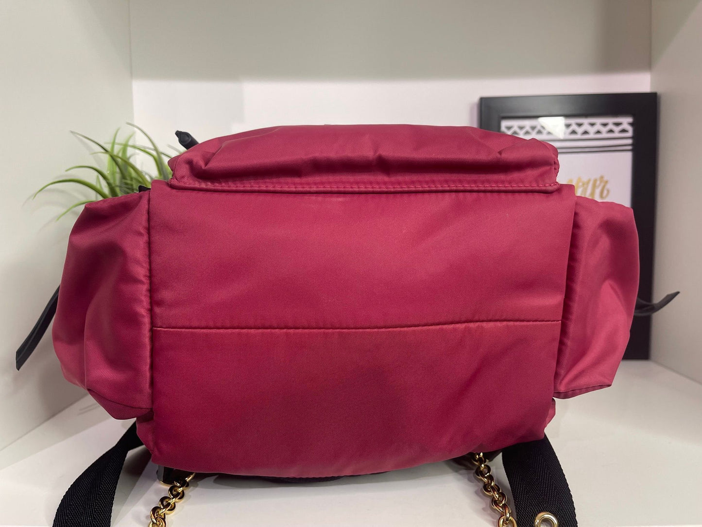 13. Burberry Nylon Raspberry Backpack