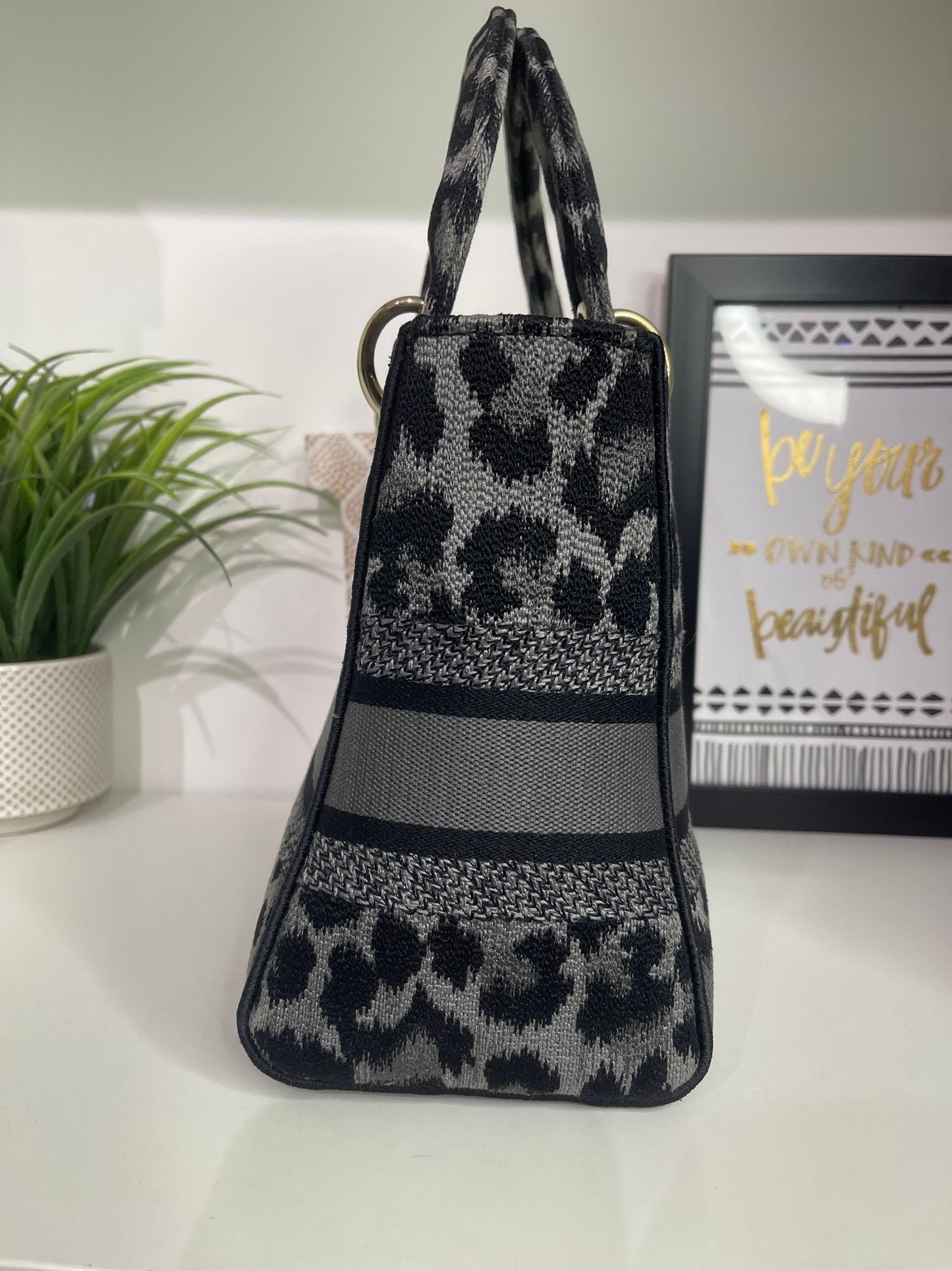 113. Christian Dior Lady Dior Gray/Black Cheetah Print