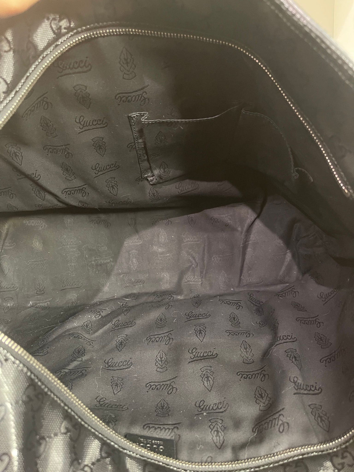 31. Gucci Black Imprime Zip Top Tote