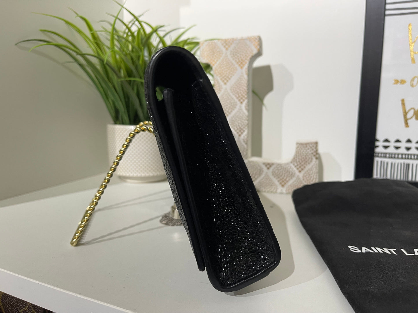 82. YSL Saint Laurent Kate Black Sparkle Clutch