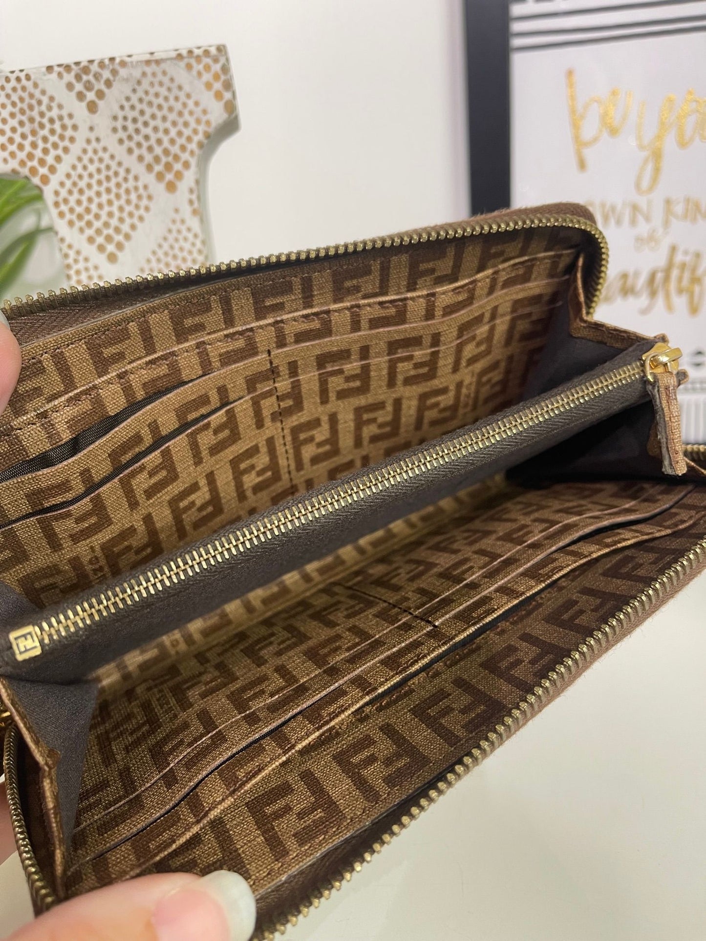 88. Fendi Zucchino Coated Canvas Zippy Wallet