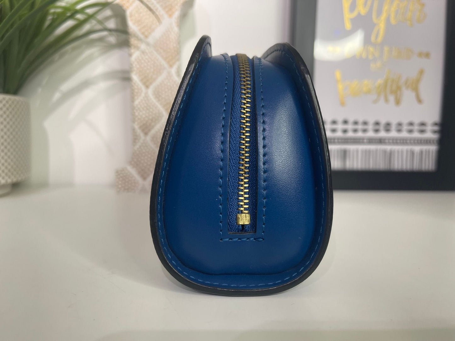 114. Louis Vuitton Blue Epi Cosmetic Case