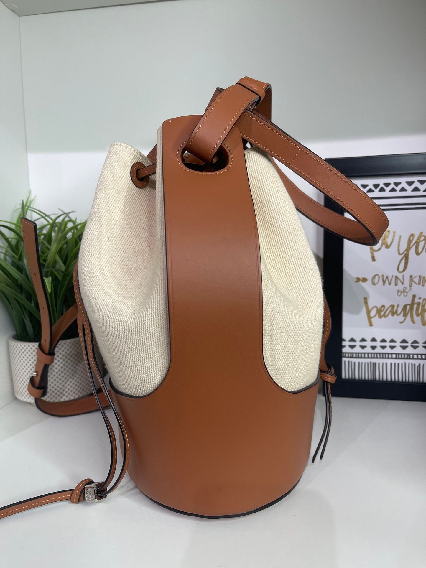 24. Loewe Canvas/Leather Bucket Bag