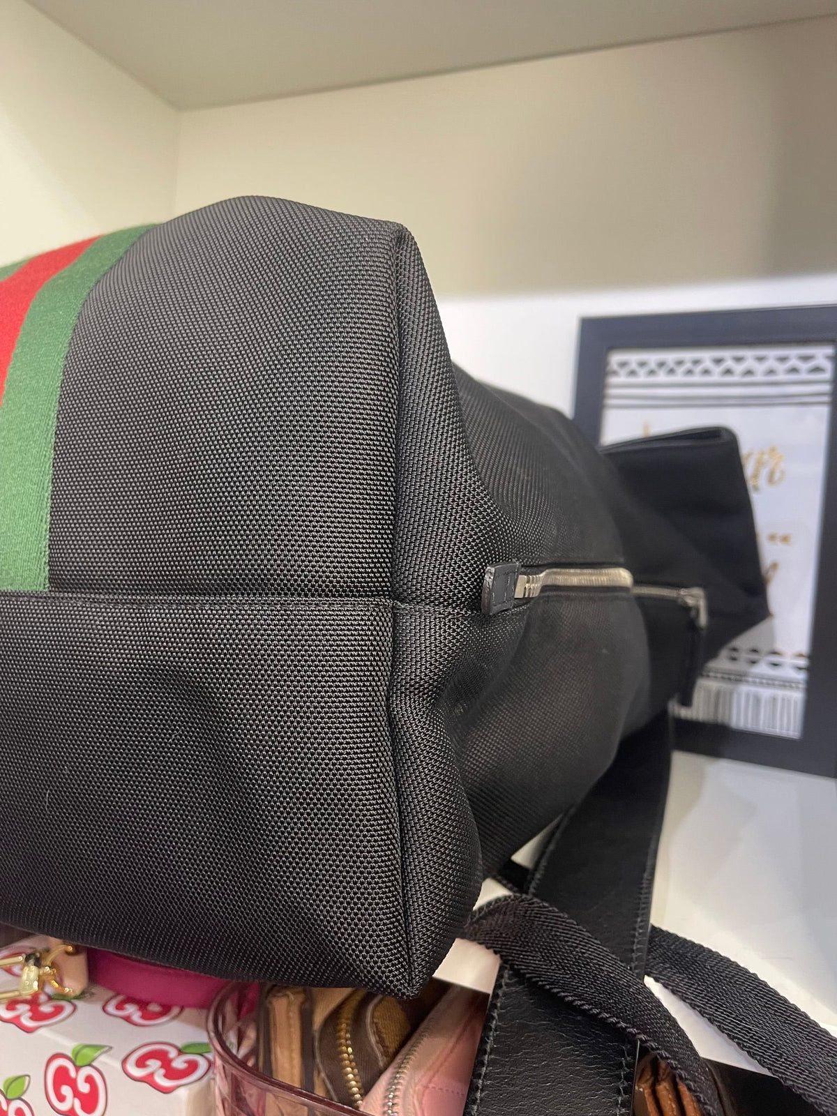61. Gucci Black Sherry Line Canvas Backpack