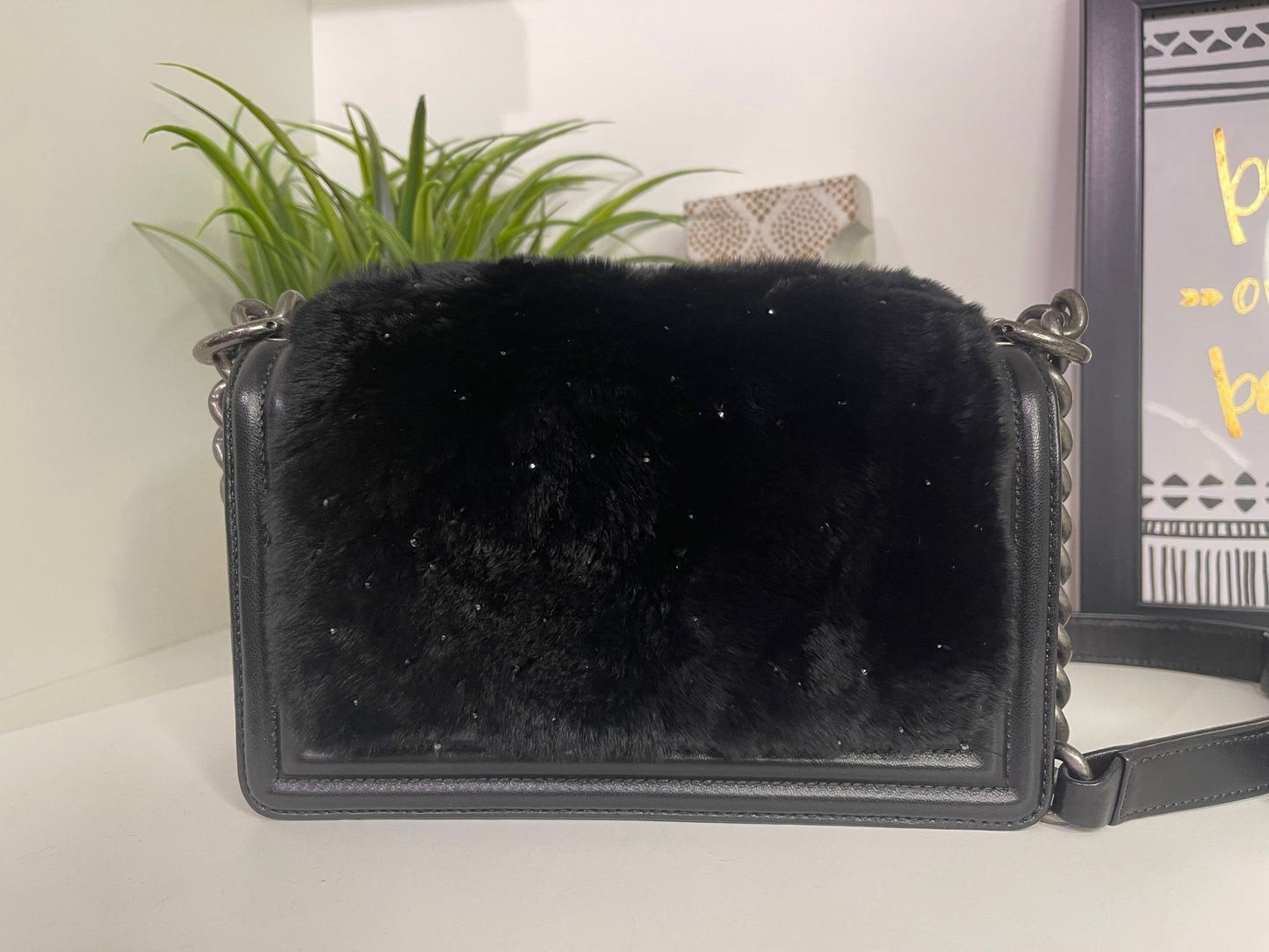 15. Chanel Black Small Leboy Rabbit Fur