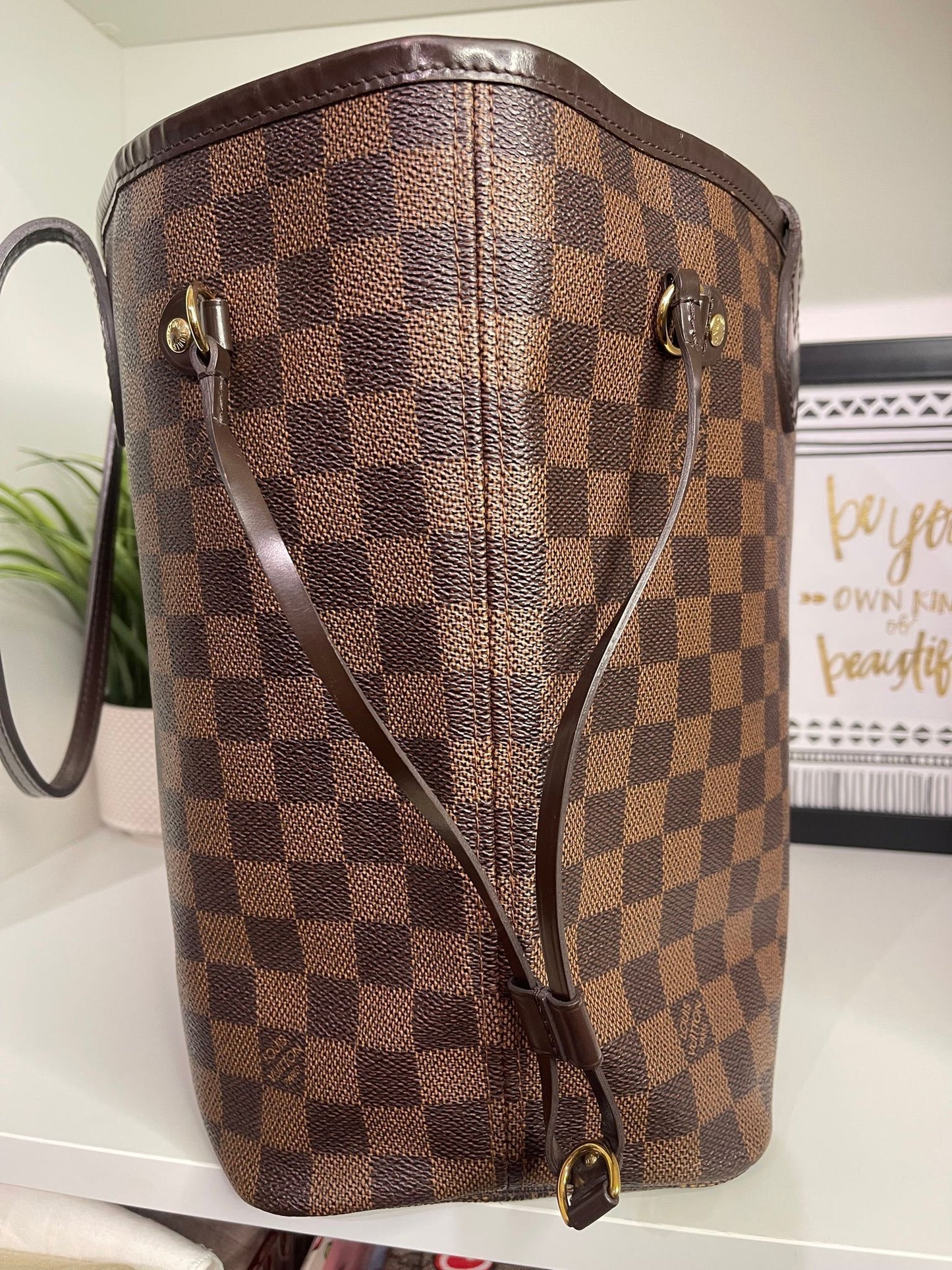 99. Louis Vuitton Damier Ebene Neverfull MM w/ Pouch