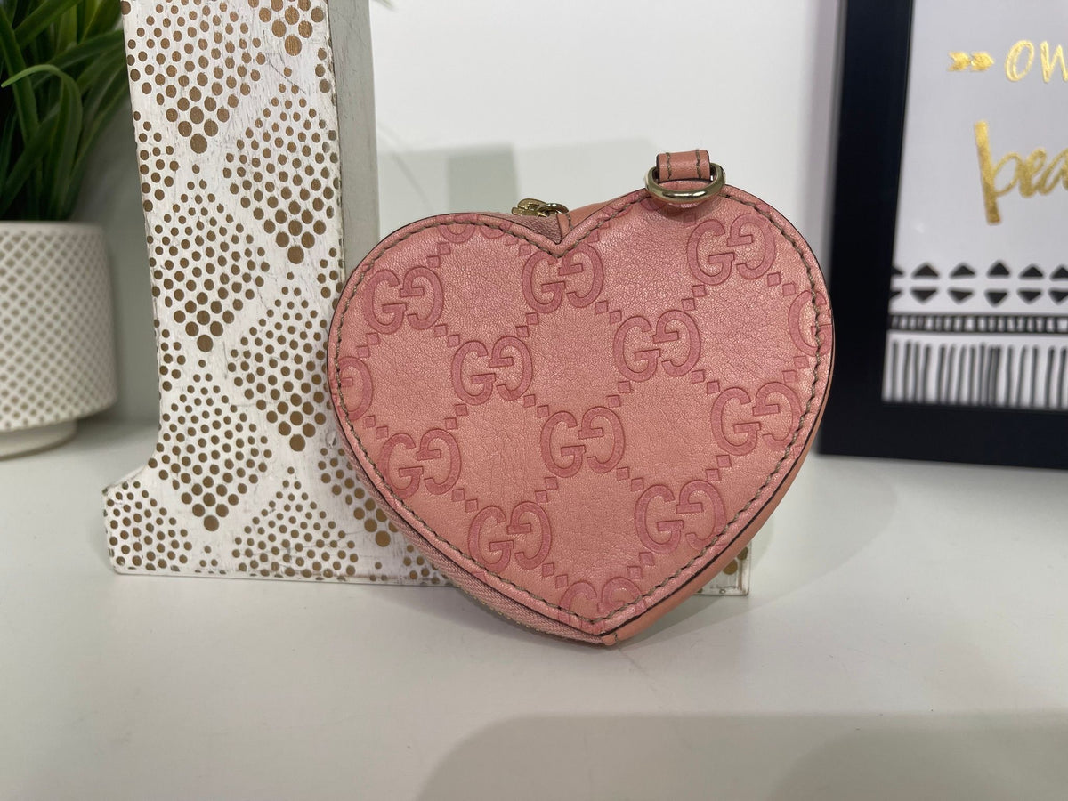 94. Gucci Pink GG Heart Coin Pouch