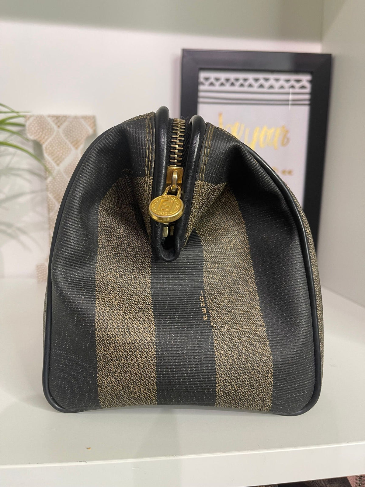 18. Fendi Pequin Boston Bag