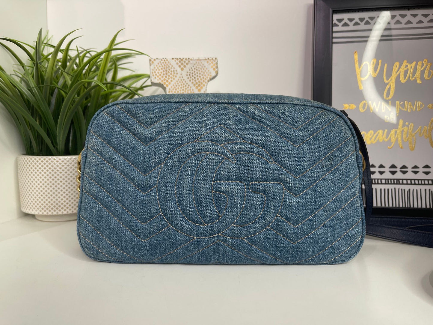 72. Gucci Denim Camera Bag