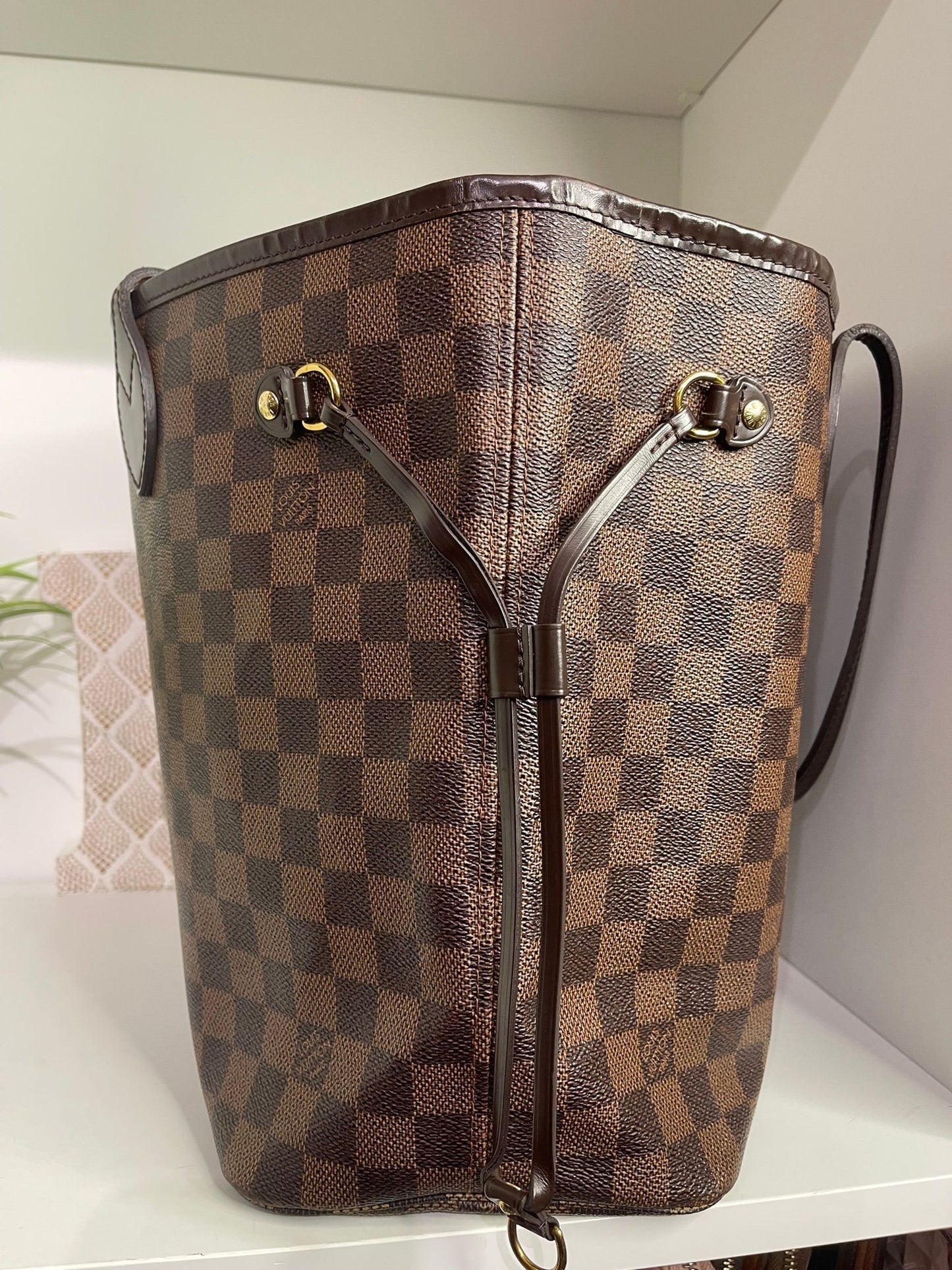 99. Louis Vuitton Damier Ebene Neverfull MM w/ Pouch