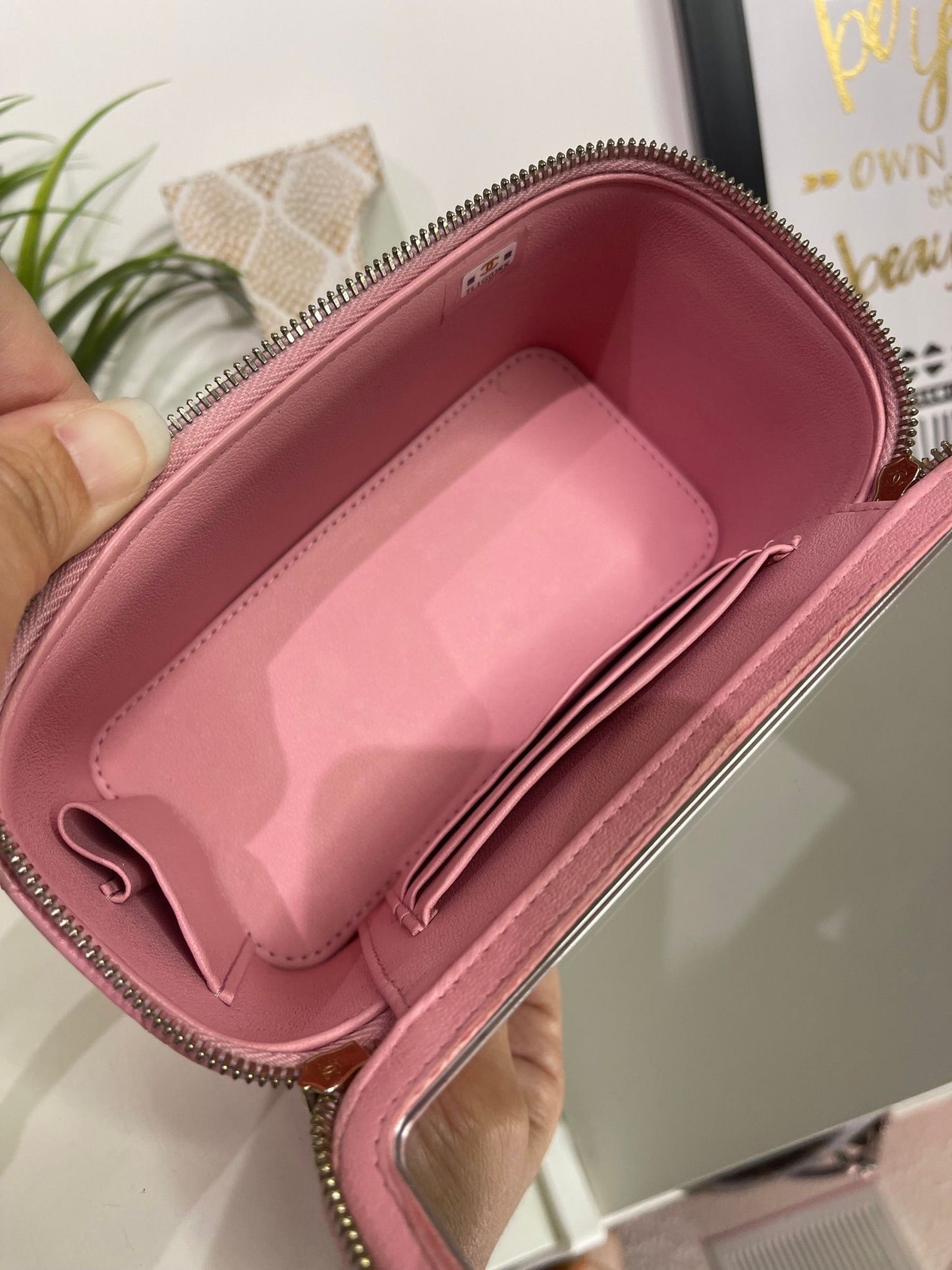 29. Chanel Small Pink Quilted Lambskin Pick Me Up Vanity