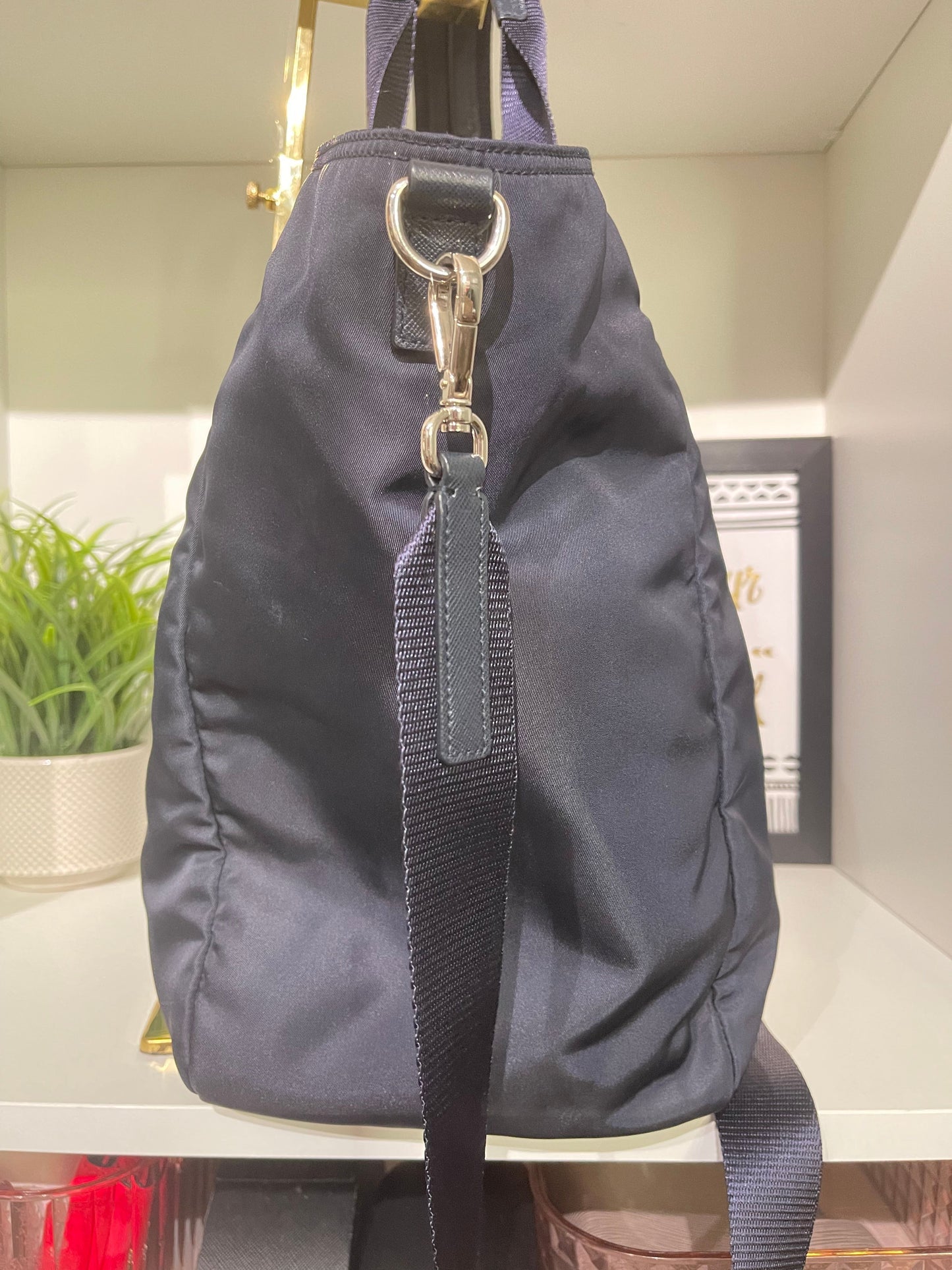 47. Prada Navy Nylon Tote Bag