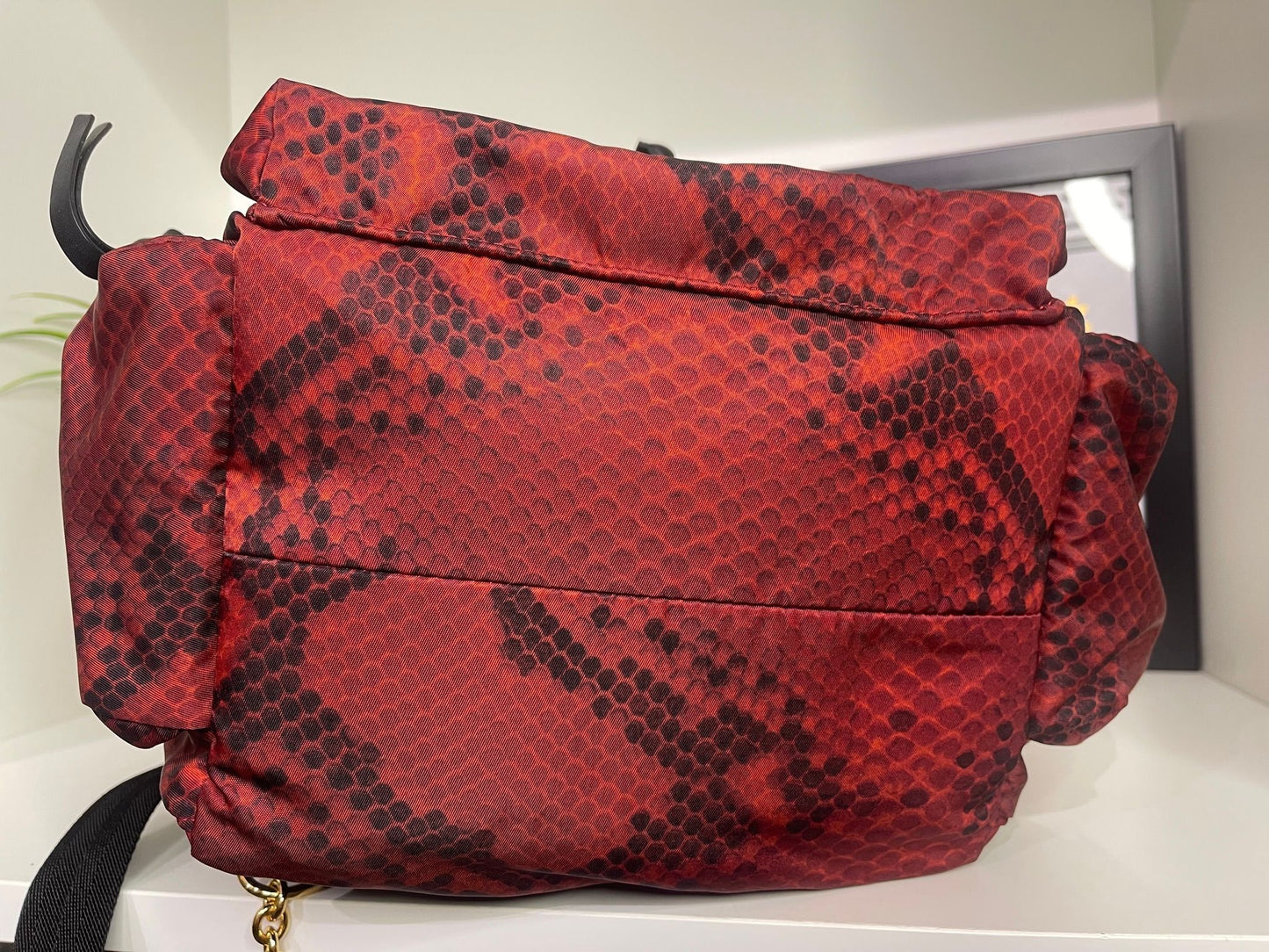 11. Burberry Nylon Red/Black Snake Print Backpack