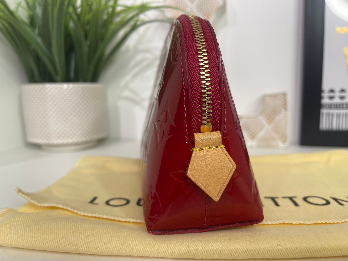 2. Louis Vuitton Red Vernis Cosmetic Case