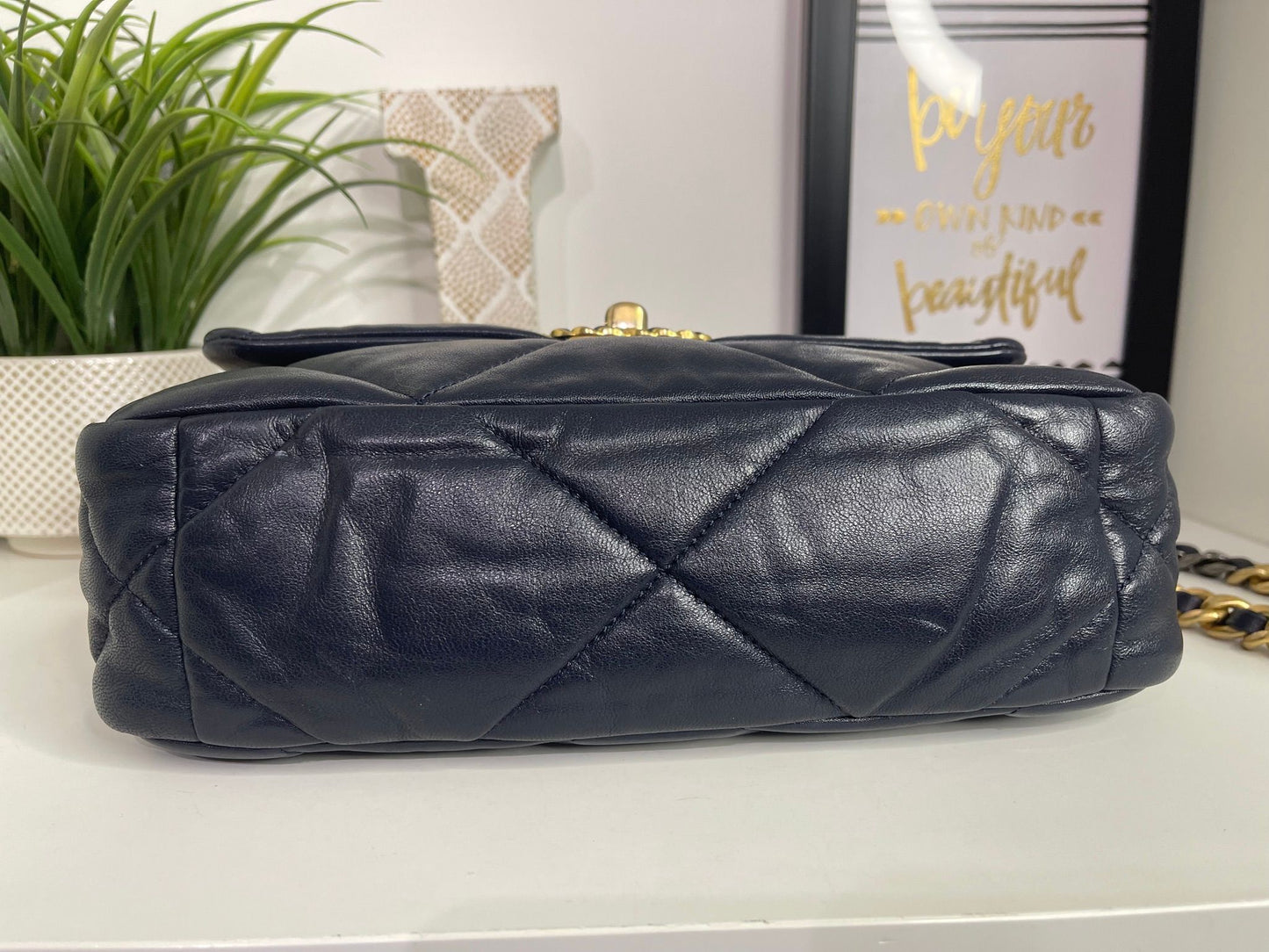 40. Chanel 19 Navy Small Shoulder Bag