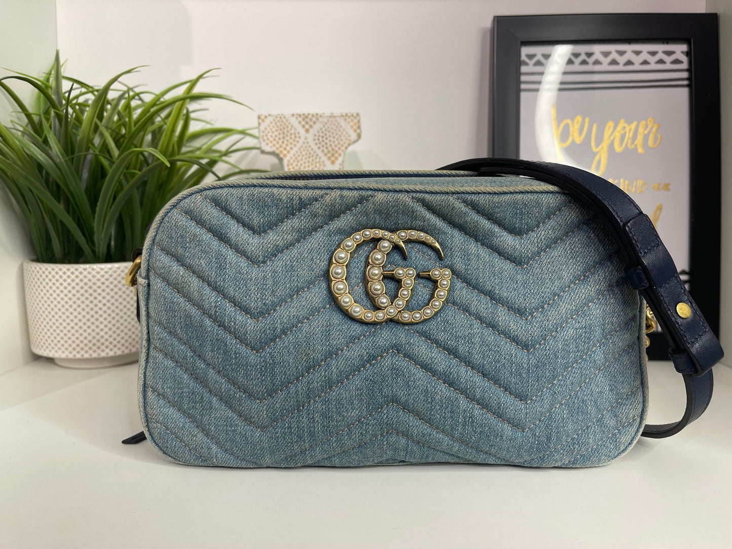 75. Gucci Denim Camera Bag