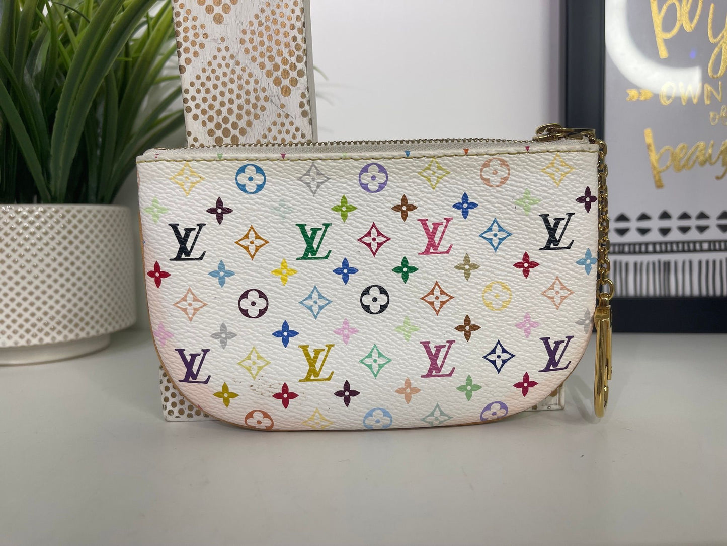 27. Louis Vuitton Takashi Murakami White Multicolor Key Cles MM