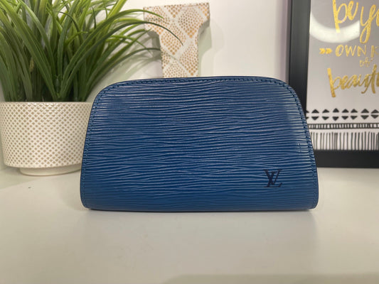 114. Louis Vuitton Blue Epi Cosmetic Case