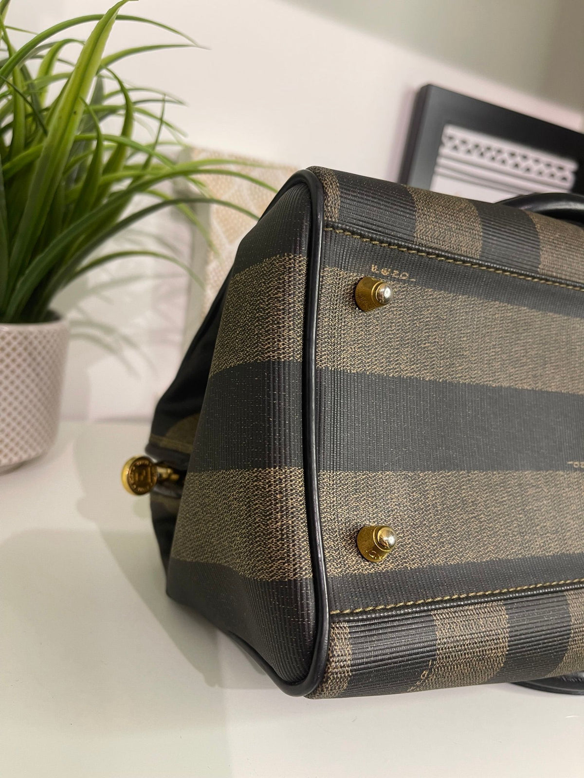 18. Fendi Pequin Boston Bag