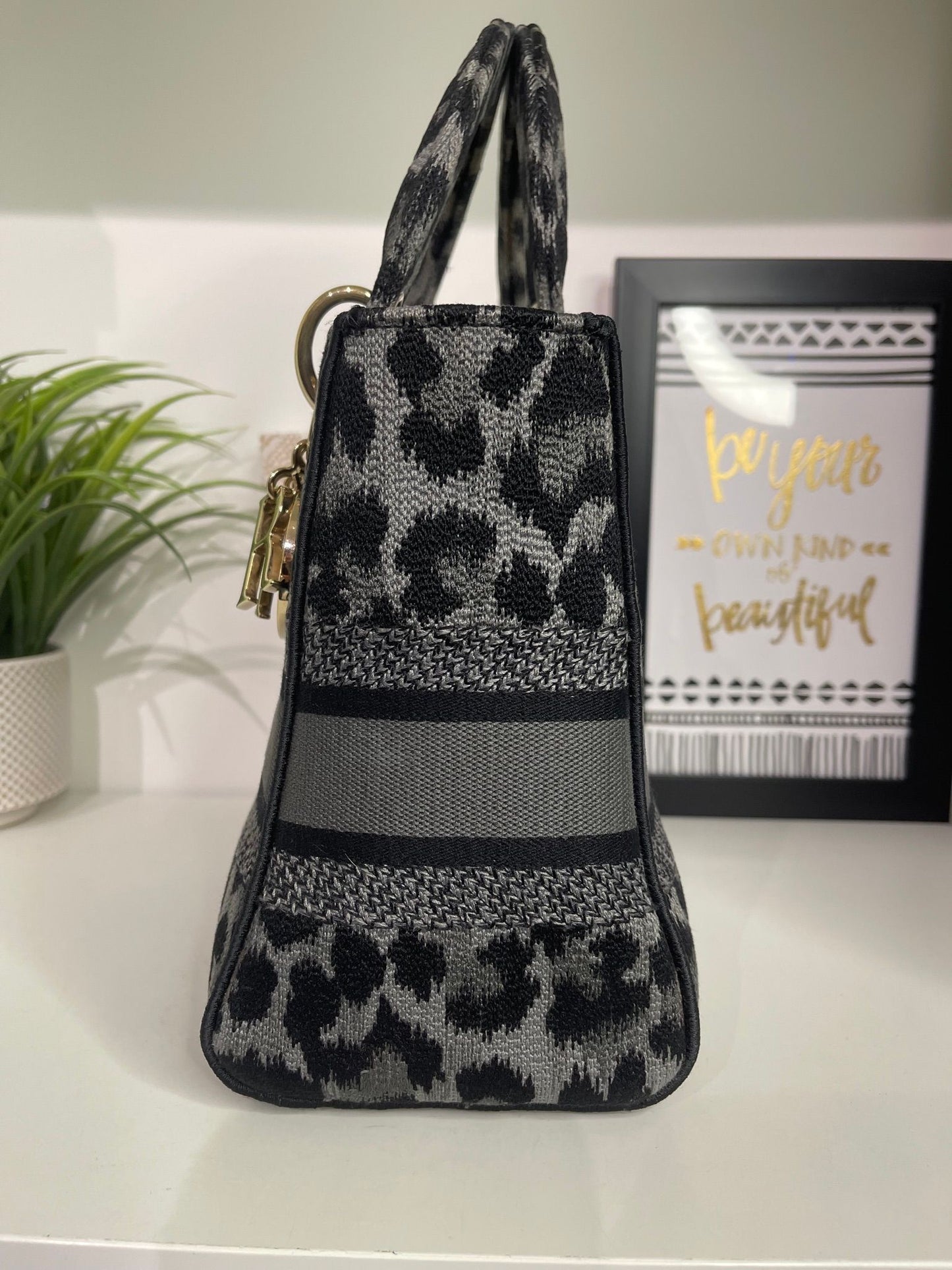 113. Christian Dior Lady Dior Gray/Black Cheetah Print
