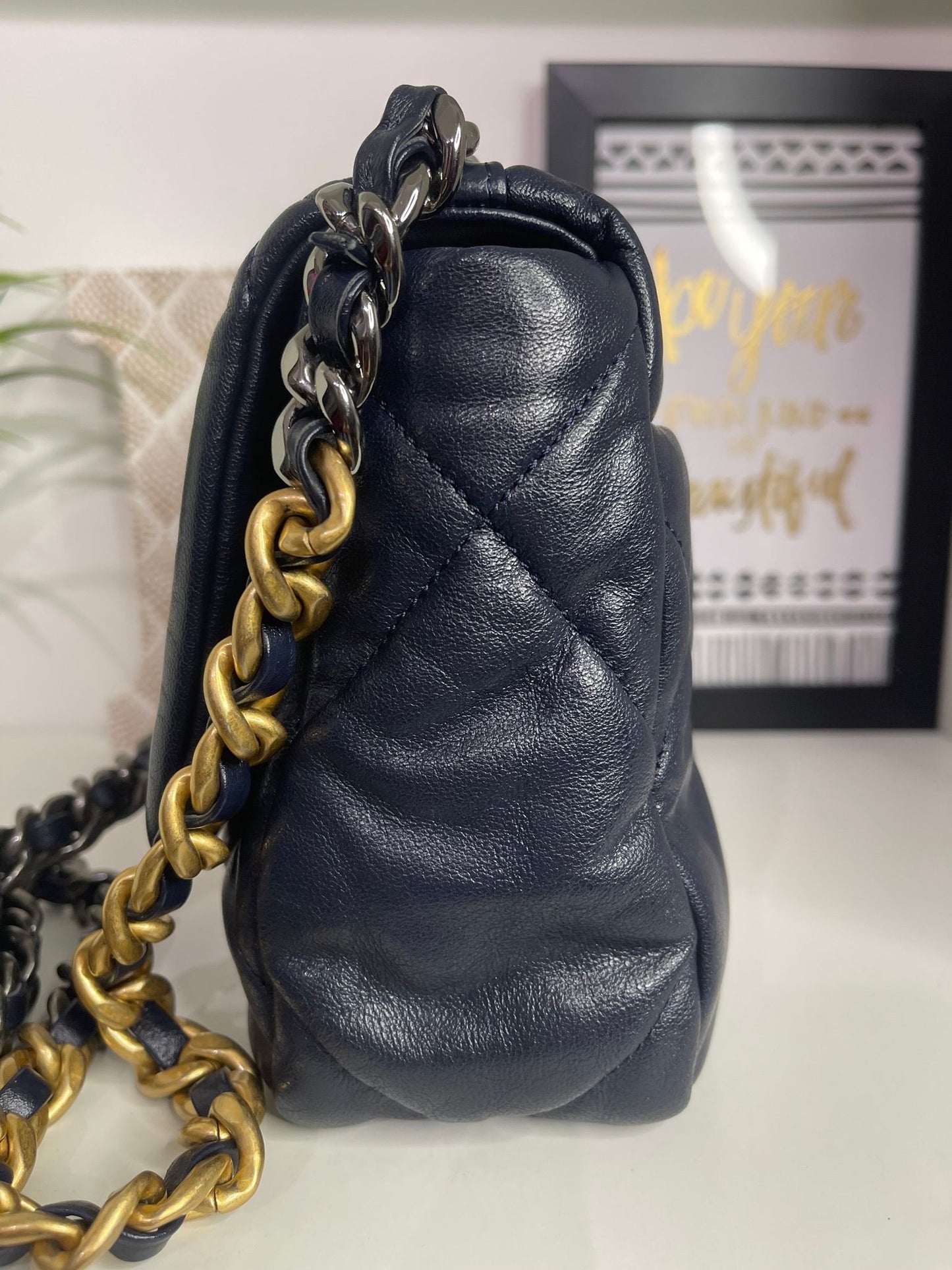 40. Chanel 19 Navy Small Shoulder Bag