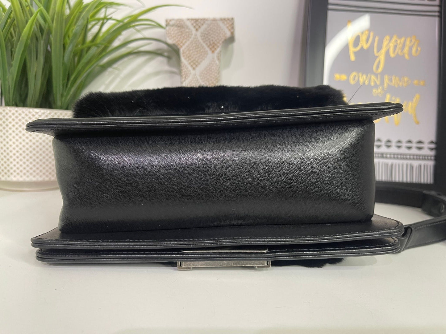 15. Chanel Black Small Leboy Rabbit Fur