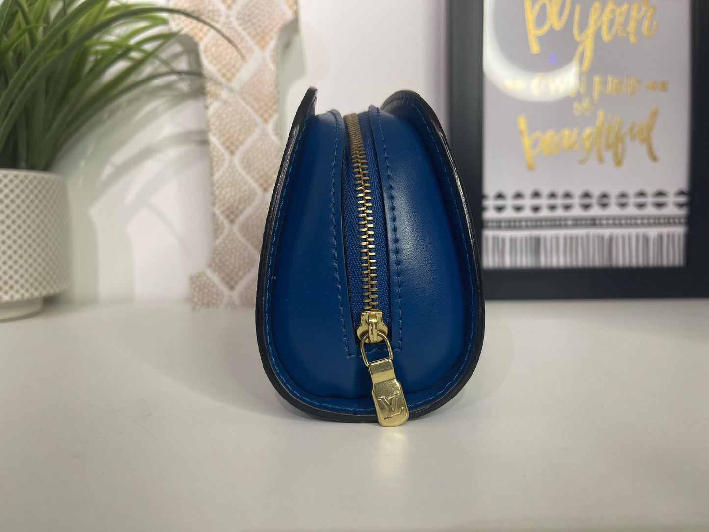 114. Louis Vuitton Blue Epi Cosmetic Case