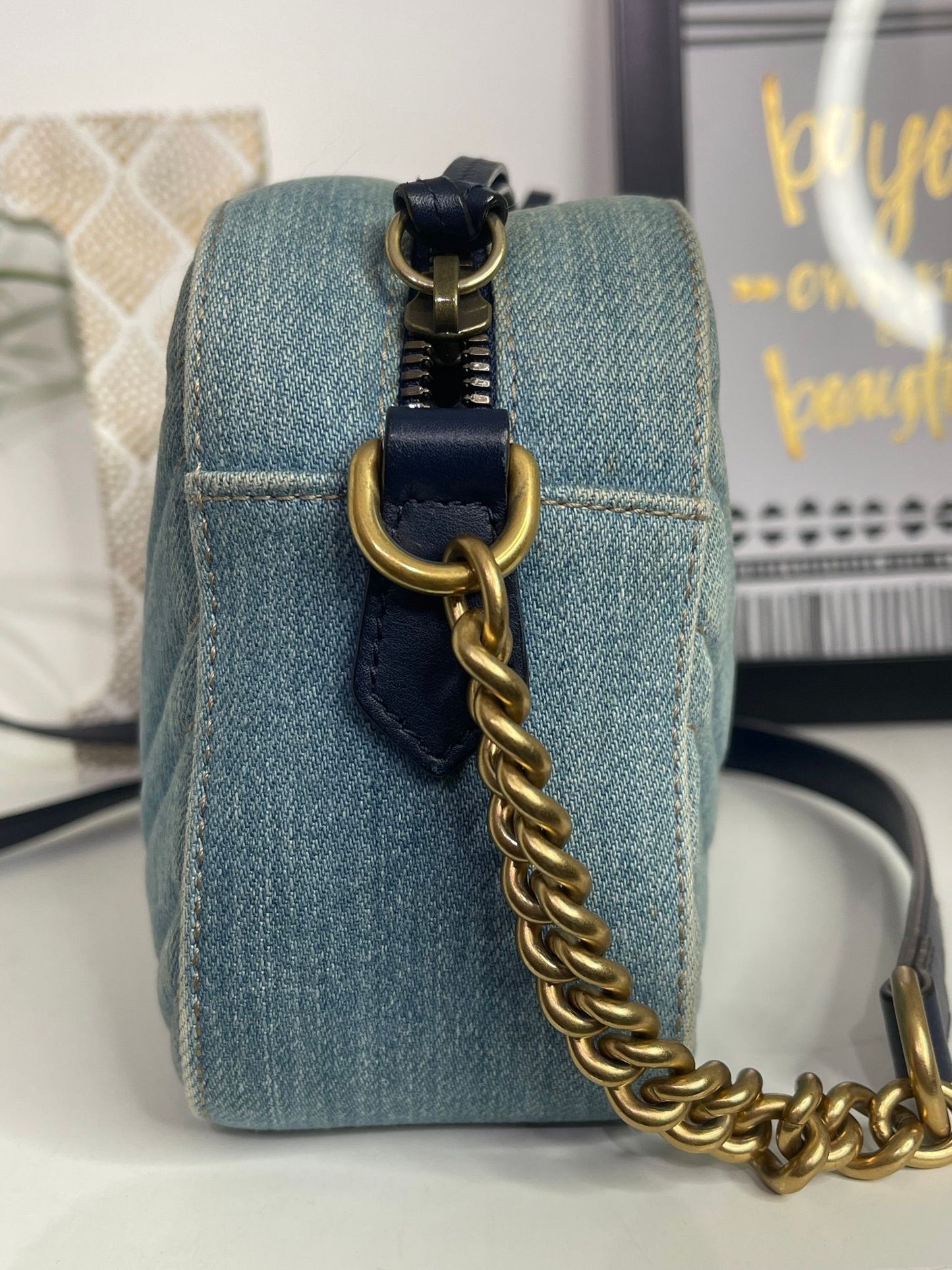 75. Gucci Denim Camera Bag