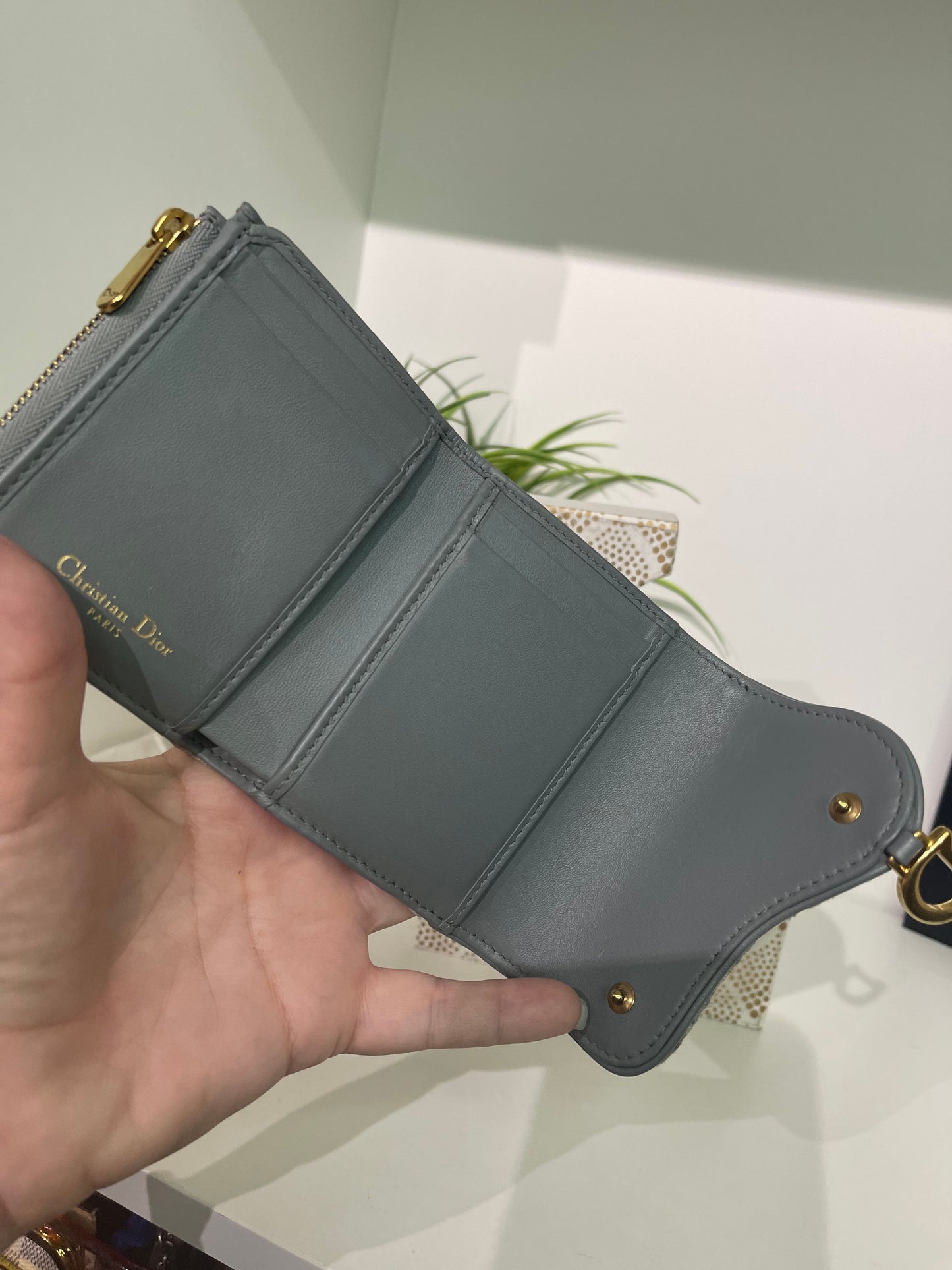 80. Christian Dior Oblique Saddle Lotus Trifold Wallet