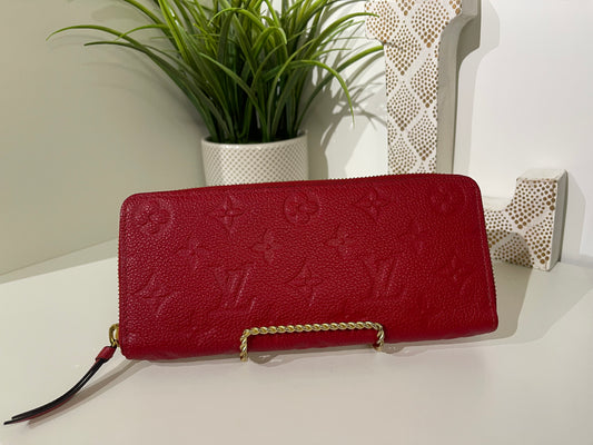 Louis Vuitton Red Empreinte Clemence Zippy Wallet